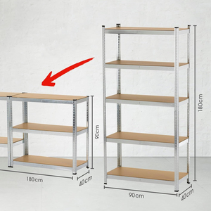 מדפים מתכווננים קלים להרכבה ללא ברגים, מדף אחסון מגולוון ממתכת, מדפי פלדה בעלי 5 קומות, מדפי אחסון למטבח - Product Image 4