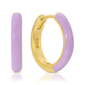 Semplici <span class=keywords><strong>orecchini</strong></span> a cerchio smaltati di colore morbido Anti sbiadimento <span class=keywords><strong>orecchini</strong></span> in argento placcato oro 925 per il regalo di compleanno delle giovani ragazze - Product Image 3