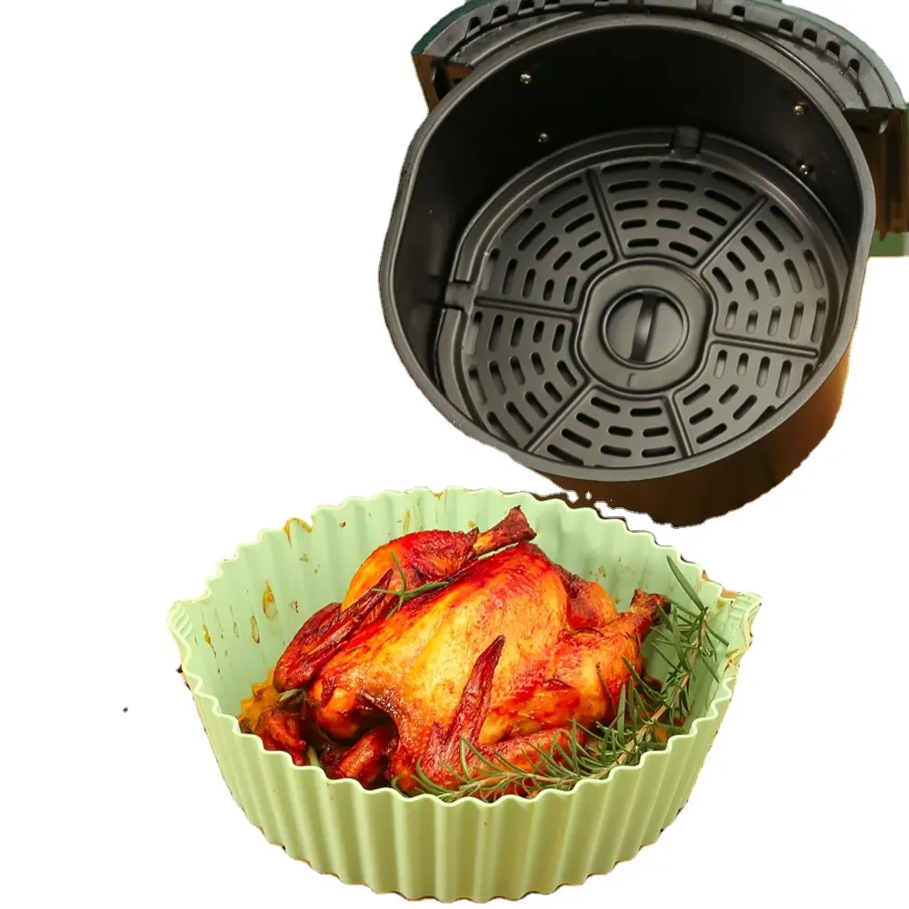 Food Grade Material Round Silicone Bakeware Mat Foldable Air Fryer Silicone Liner with Partition Plate