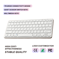 Clavier sans fil ultra-fin pour tablette, ordinateur portable, Mac, Windows, rechargeable, à mécanisme ciseaux, multi-appareils, silencieux, fin, portable, pour la saisie
