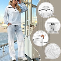 Ensemble assorti de Noël personnalisé OEM pour femme : sweat-shirt à col à revers et demi-zip, pantalon large – Collection Hiver