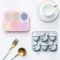 Moule en silicone antiadhésif à thème écureuil, de qualité alimentaire, réutilisable, mignon, magnétique, pour chocolat, bonbons et glaçons DIY