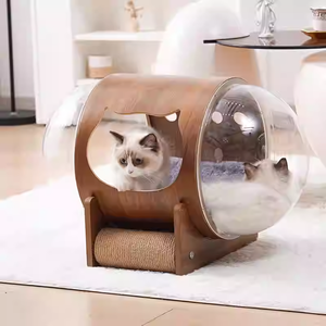 Casa para Gatos de Madera Maciza y Acrílico con Cápsula Espacial Transparente, Cama para Gatos y Árbol para Gatos, Nido de Parto para Gatos para Todas las Estaciones - Product Image 1