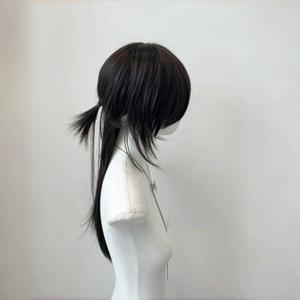 Perruque longue et droite de marque nationale avec frange latérale, en fibre Kanekalon, ligne de cheveux naturelle, pour cosplay, couvre-tête complet - Product Image 5
