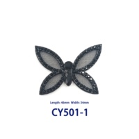 Applique papillon en strass tendance pour la décoration de chaussures et vêtements pour femmes, pièces de chaussures CY501-1 46x34mm