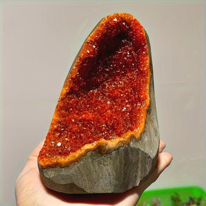 CrystalHola 400-500g Orange Crystal Geode Quartz Mineral Cluster Floral Pattern Handmade Healing Crystal Souvenir Ornament for - Product Image 2