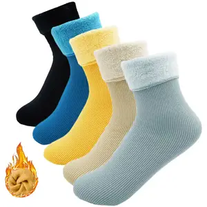 Thick Warm Winter Thermal Socks For Men Kids Breathable Fuzzy Slipper Wool Socks Women