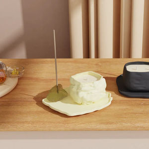 Soporte de incienso redondo hecho a mano creativo C & H, soporte de varilla de incienso de cerámica y cristal, personalizado, blanco y negro - Product Image 3