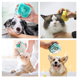 Cepillo de masaje para mascotas, dispensador de champú, cepillo de ducha de silicona para aseo de perros y gatos, productos de baño - Product Image 6