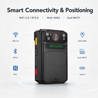 Caméra portable Gevilion 4G à porter sur le corps, 4MP Max 2K, Android 12, GPS, étanche IP67, enregistrement 8H, double SIM, cryptage vidéo
