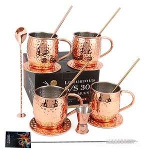 Mug à bière moderne Moscow Mule en cuivre, couleur noir canon, en acier inoxydable plaqué, design martelé, pour fêtes et cadeaux - Product Image 6