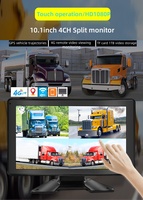 10.1 pouces écran tactile 4CH DVR moniteur avec mise à niveau de la carte USB TF vue latérale caméra de recul fonction de vue nocturne moniteur de voiture divisé