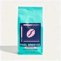 Sacs à fond plat à huit soudures latérales pour coffrets cadeaux de café e-commerce, avec impression personnalisée et structure anti-odeur, garantissant la conservation de l'arôme.