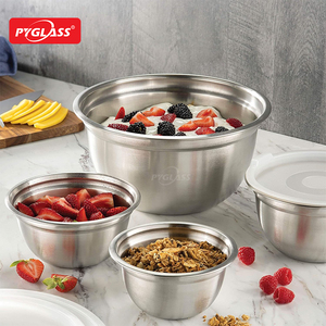 Pyglass kích thước khác nhau công cụ nhà bếp thép không gỉ mixiing Bát 5 Bộ tổ Bát salad với nắp kín - Product Image 5