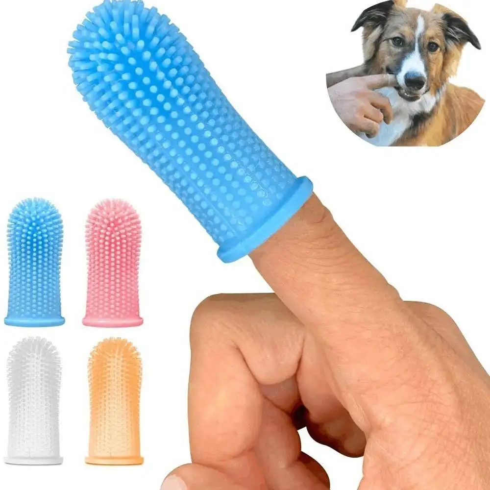 High quality dog Teeth cleaning toothbrush pet dog cat finger cover brush silicone pet toothbrush for pet health