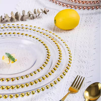 Nouvelle Assiette de Présentation Haut de Gamme Écologique en Verre Perlé Doré pour Table – Style Moderne et Simple – Vaisselle et Assiettes