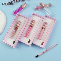 Kit de lèvres 2 en 1 à haute teneur en pigments Paillettes hydratantes Vente en gros Brillant à lèvres imperméable et mat Kit de crayon à lèvres Marque privée