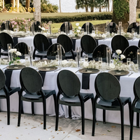 Vente en gros Chaises de salle à manger de mariage empilables à dossier rond Chaises Ghost noires pour événements