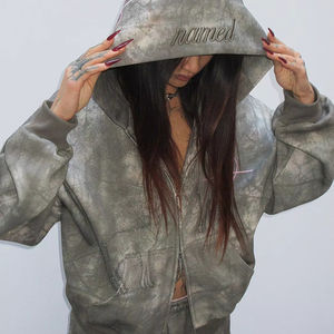 Hoodie kamuflase kustom OEM dengan ritsleting gaya jalanan Hoodie kamuflase pola Semak realistis cetak Digital untuk pria dan wanita - Product Image 1