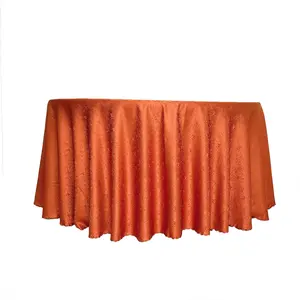 Cao cấp Polyester vải bảng vải damask bị cháy màu cam Khăn trải bàn cho tiệc cưới tiệc sự kiện nhà hàng khách sạn