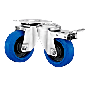 80mm1125mm मध्यम शुल्क यूरो प्रकार सु304 स्टेनलेस स्टील कैस्टर व्हील एंटी-रूस्टेड इलास्टिक रबर व्हील - Product Image 1