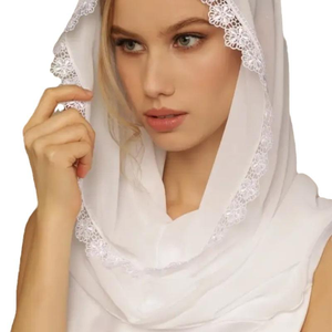 Velo de Iglesia Vintage de Tul de Color Sólido con Cuentas para Novia, Fiesta, Comunión, Turbante Musulmán, Comercio Exterior - Product Image 4