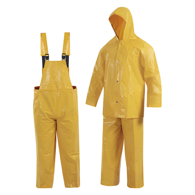 Custom Adult Waterproof Rain Jacket with Bib Pant Durable PVC Patch Leather Suit for Fishing Reusable