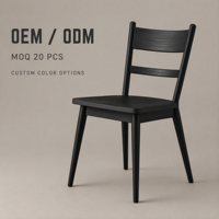 Chaise de salle à manger en chêne massif, dossier en échelle, finition mate à base d'eau, mobilier OEM ODM pour la maison, le café et l'hôtel