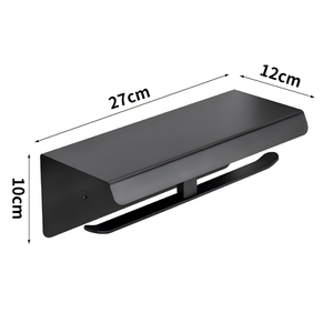 Duvara Monte Edilen Çift Rulolu Tuvalet Kağıdı Tutucu, Telefon Raflı, Delme Gerektirmeyen Paslanmaz Çelik Banyo Kağıt Havlu Askısı - Product Image 2