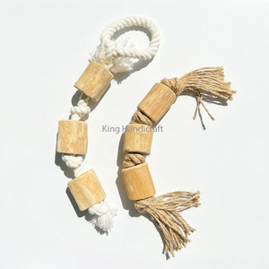 Twins <b>Rope</b> Bone 100% Natural Coffee Wood Dog Chew with Cotton <b>Rope</b>, Safe Eco Pet Toy from Vietnam - Product Image 5
