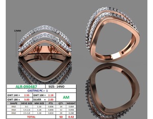 Bague de mariage empilable de luxe en or rose 10K avec diamant de laboratoire en forme de V chevron pour femme, bijoux de mariée - Product Image 2