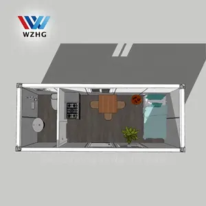 WZHG 20ft flat pack container house detachable labor camp hotel dormitory restaurant apartment container home