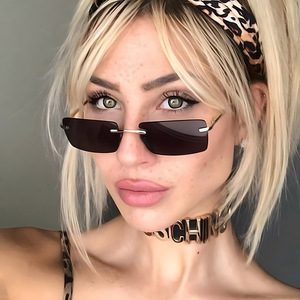 Luxury Brand Small Rectangle Metal Eyewear Women Fashion Shades Vintage Rimless <b>Square</b> Ins <b>Sunglasses</b> Personality Unisex UV400 - Product Image 3