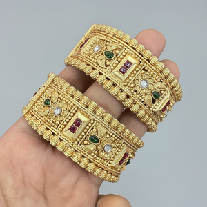 Openable Gold Plated Pota Stone Fine <b>Bangles</b> <b>Set</b> 10581327PGR_2.6 - Product Image 2