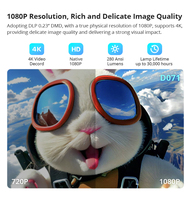 Projecteur LED tactile à ultra courte focale D071 1080P Android 9.0 pour cinéma maison et bureau à domicile