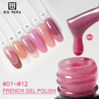 ICE NOVA Vernis Gel Français 10ml/15ml/1kg Sans HEMA Semi-permanent DIY Style Français Série Couleurs Rose Nude pour Nail Art