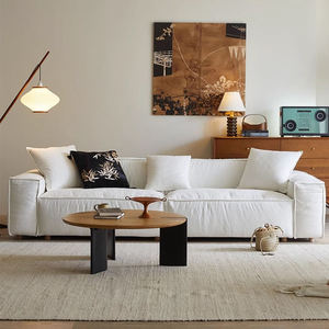 Ensemble de canapés modernes et confortables pour salon, mobilier de maison simple, en tissu de lin amovible, avec accoudoirs carrés en éponge, idéal pour les hôtels - Product Image 2