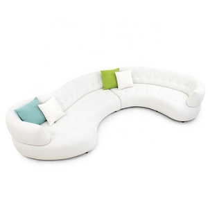 Sofá seccional curvo personalizado Boucle blanco grande de diseñador de alta calidad sofá de tela modular conjunto de sofá muebles de sala de estar - Product Image 1