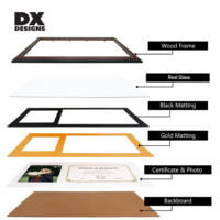 Cadre photo et porte-diplôme en bois DX Designs, double ouverture, pour décoration murale, taille personnalisée
