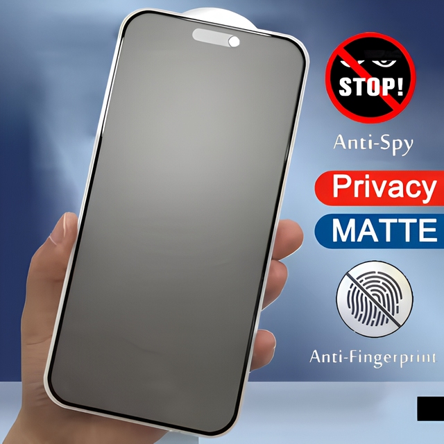Matte Privacy Anti-Glare Anti-Spy Anti-Fingerprint 9H Tempered Glass Screen Protector for Mobile Phone 15/16/17 Pro Max 2.5D