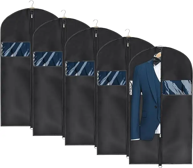 2024 Factory price non woven garment bag with pockets,customized suit bag wedding dress bag