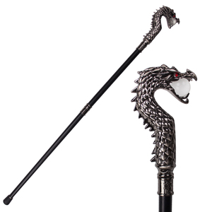 Exquisito Bastón con Cabeza de Dragón, Ojos Rojos y Mango de Metal con Esfera Blanca, Bastón de Lujo al por Mayor - Product Image 1