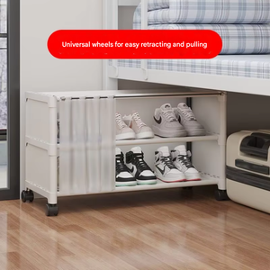 رف أحذية بسيط متعدد الطبقات مقاوم للغبار، رف تخزين أحذية يوضع تحت سرير سكن الطلاب، تصميم موفر للمساحة. - Product Image 3
