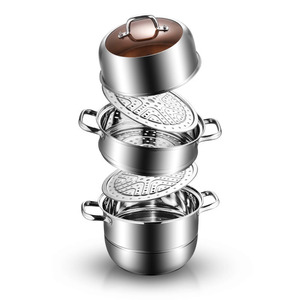 Cuiseur vapeur en acier inoxydable 304, double couche, grande capacité, avec couvercle, pour la cuisson des légumes, des fruits de mer, du maïs - Product Image 2