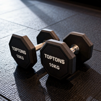 Dumbbell Premium TOPTONS Fitness Desain Unik 10KG CPU Bentuk Oktagonal Logo Kustom untuk Penggunaan di Gym, Rumah, dan Komersial