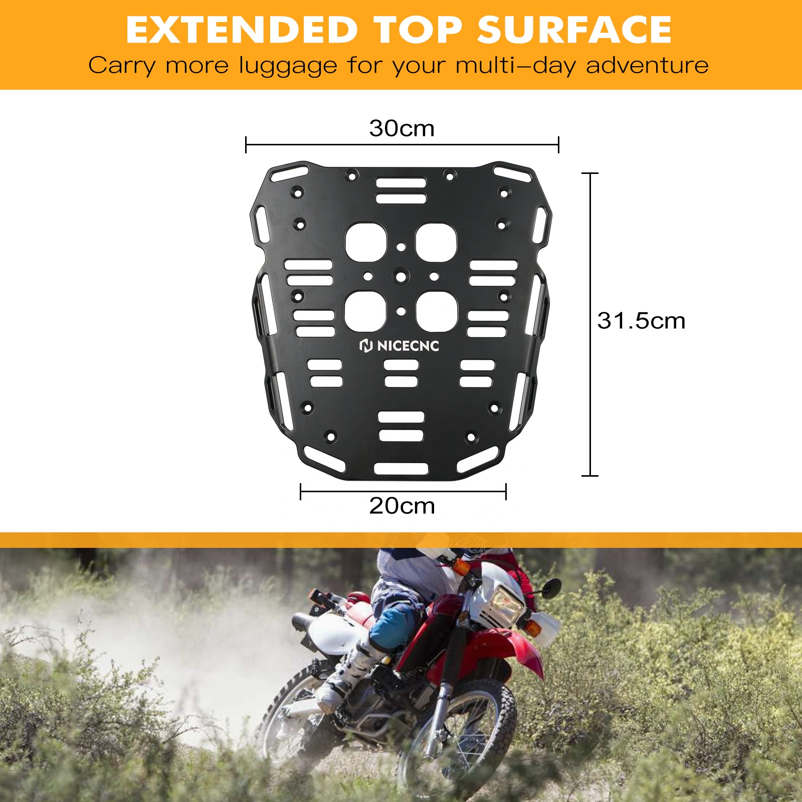 Nicecnc CNC Black 5052 Billet Aluminum Luggage Rack for Honda XR650L