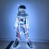 Costume d'astronaute lumineux à LED, tenue de danse cosplay avec batterie rechargeable et télécommande pour Halloween, fêtes et spectacles sur scène