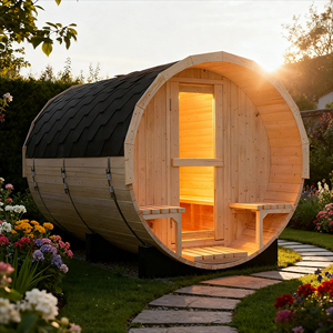 High Quality 6 People White Pine Wooden Steam Barrel Sauna <b>Room</b> with Porch - Product Image 3