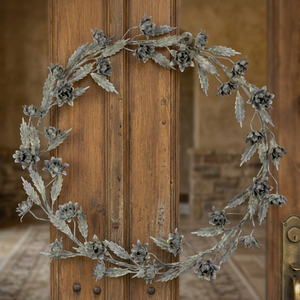 Guirnalda Decorativa Clásica de Metal Hecha a Mano, Redonda, Sin Luces, Adorno Navideño, Paquete Individual, Diseño Floral Artesanal - Product Image 5