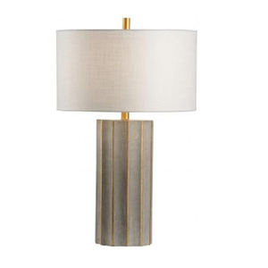 Grey Ceramic New Table Lamp with Drum Lampshade for Hotel Home Desk - Product Image 1